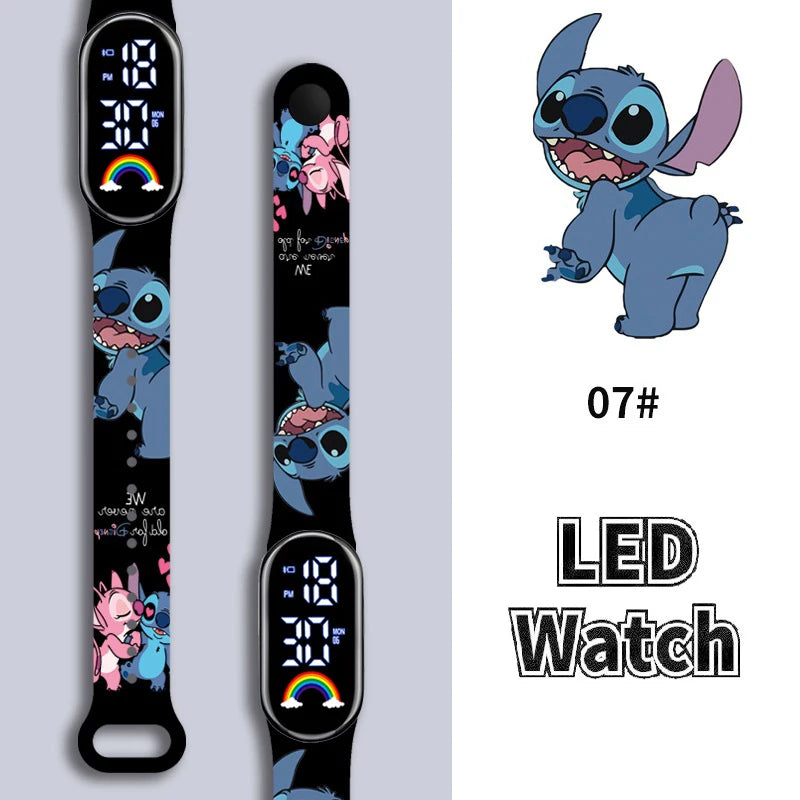 Disney Cartoon Stitch Children Watches Girls Fashion Bracelet LED Women Watch Kids Electronic Digital Waterproof Clock