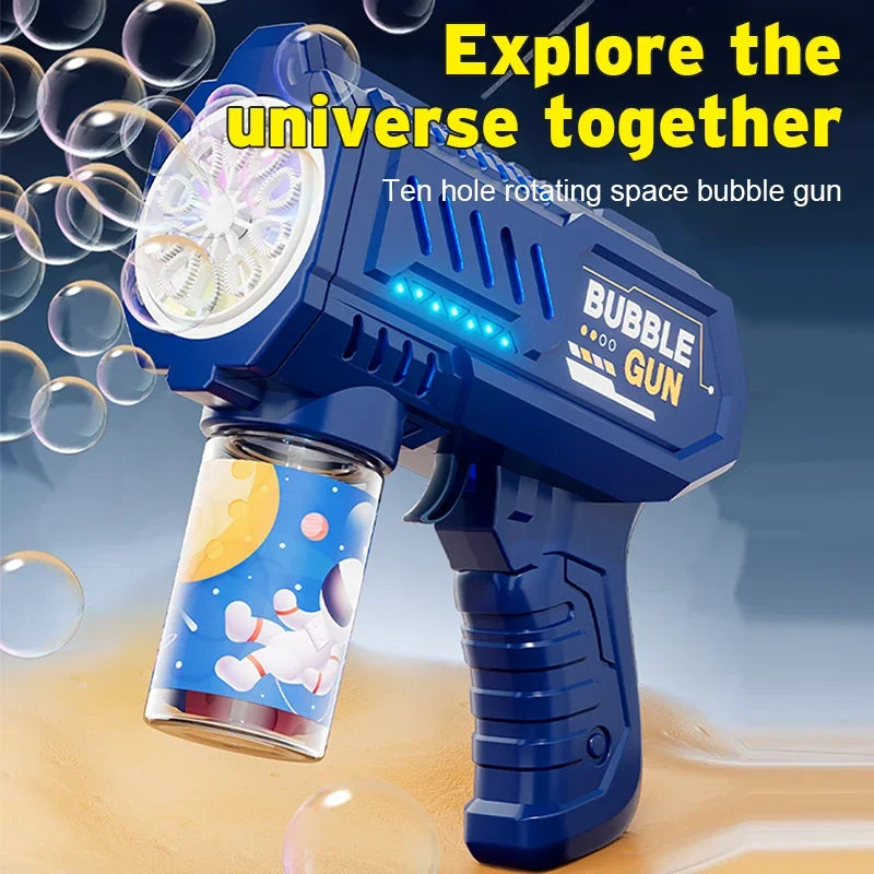 Fully Automatic Bubble Gun Rocket Bubbles Machine Automatic Blower with Bubble Liquid Toy for Kids Beach Outdoor Bubble Gifts