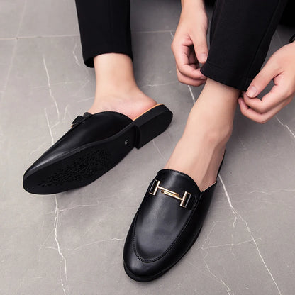 Loafers Men Casual Shoes Men Flat Muller Shoes Brogue Fashion Club Comfort Slippers Summer Gents Shoes Half Drag Retro Social