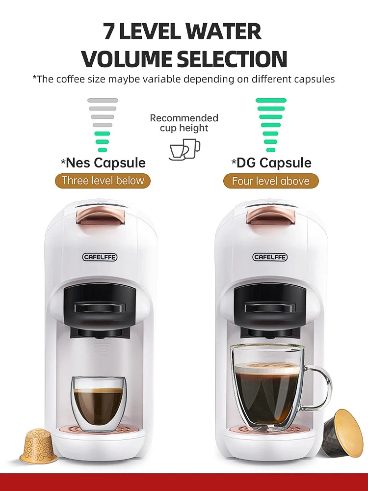 Cafelffe 5in1 Multiple Capsule Coffee Machine DG Cappuccino Nes Capsule ESE Pod Ground Coffee Cafeteria Gift for Lover,Dad,Mom