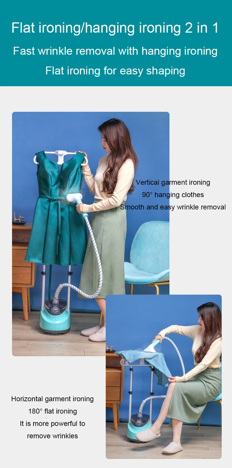 Electric Garment Steamer 10 Gears Adjustable Handheld Flat Steam Ironing Machine Generator Hanging Vertical Clothes Clean Brush