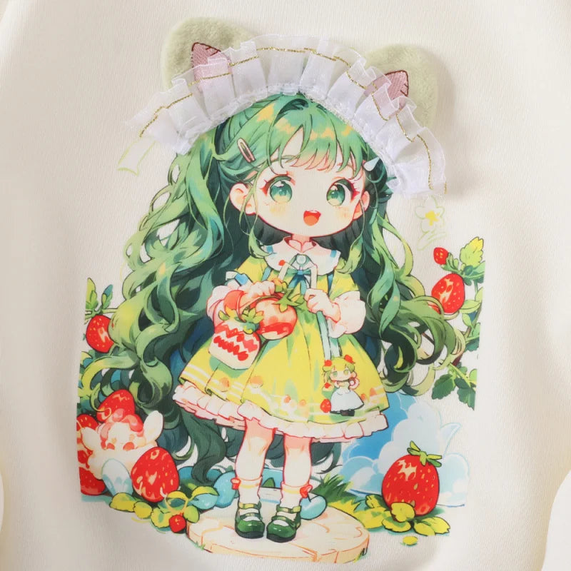 2024Girls' New Spring, Autumn and Winter Mermaid Little Girl Three-Dimensional Pattern Pullover Comfortable Bottoming Shirt