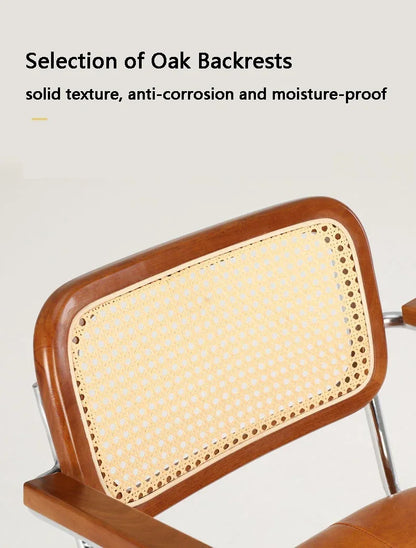 New Japanese Rattan Computer Chair Retro Rotating Chair Comfortable Study Desk Breathable Armrest Rattan Chair Office Furniture