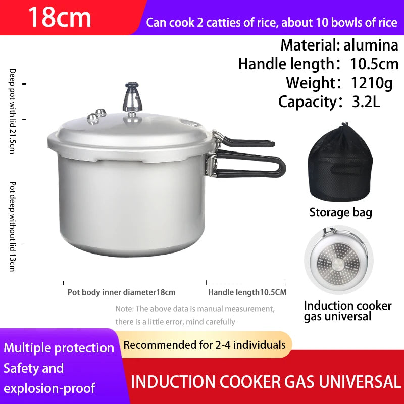 Portable Folding Handle Pressure Cooker 2.2L/3.2L/4.5L Suitable For Outdoor Camping Hiking Climbing High Altitude Fast Cooking