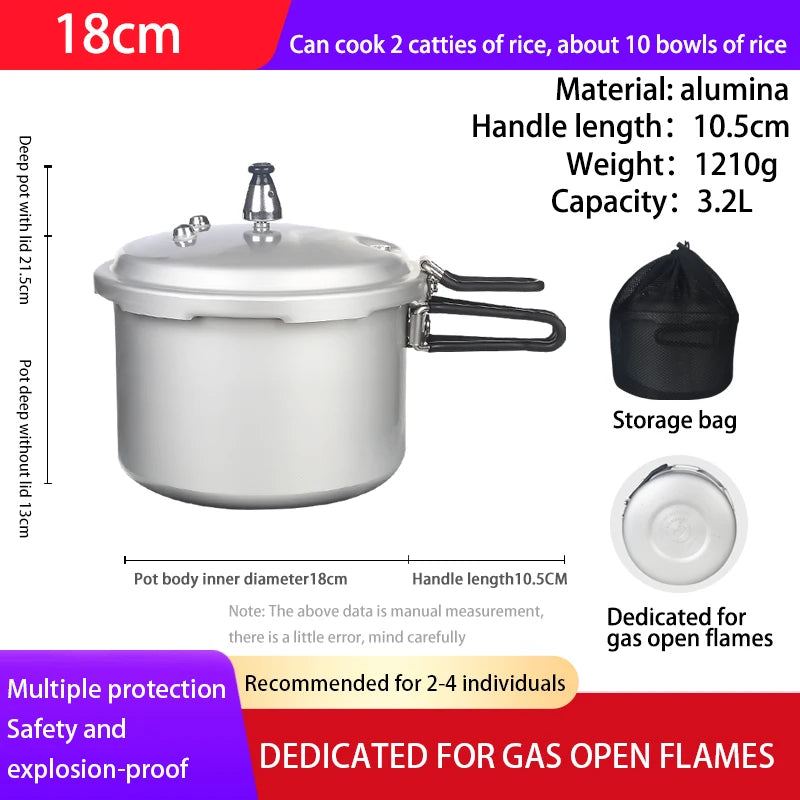 Portable Folding Handle Pressure Cooker 2.2L/3.2L/4.5L Suitable For Outdoor Camping Hiking Climbing High Altitude Fast Cooking