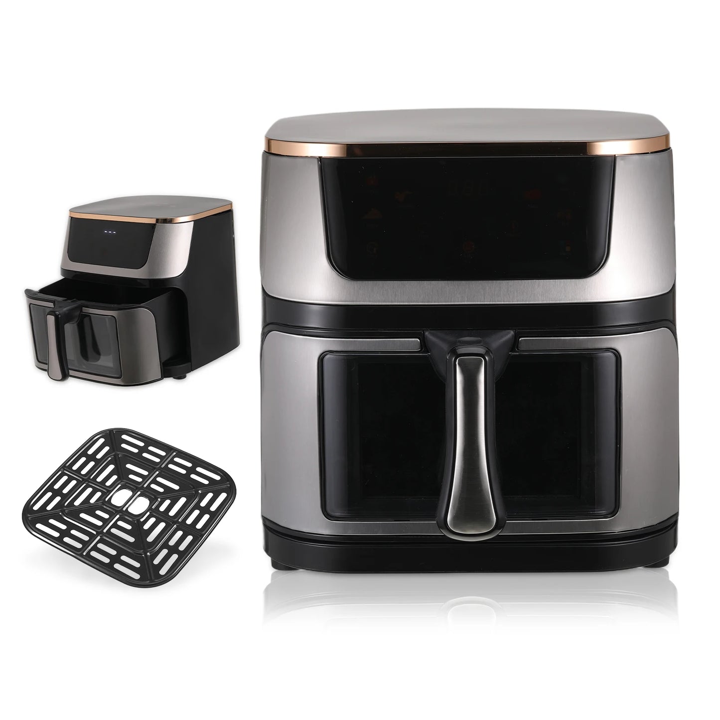 Air Fryer 12L Stainless Steel Visible Large Capacity Electric Oven Touch Screen Multifunctional Electric Fryer EU Plug