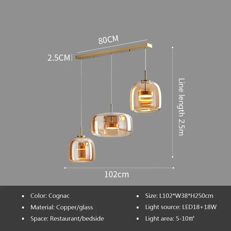 Italian Minimalist Glass Chandelier Modern Restaurant Bar Designer Combination Pendant Lamp Bedroom Bedside Decor Hanging Light