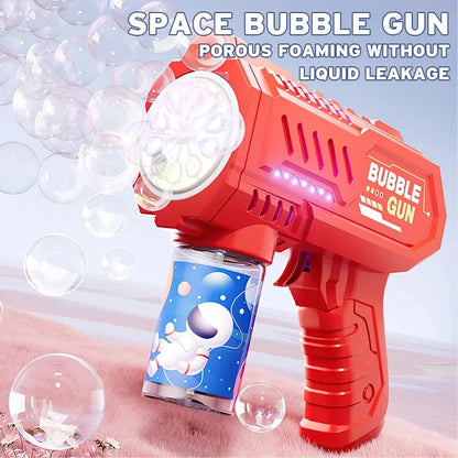 Fully Automatic Bubble Gun Rocket Bubbles Machine Automatic Blower with Bubble Liquid Toy for Kids Beach Outdoor Bubble Gifts