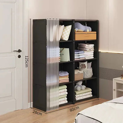 Multi-layer Storage Rack Dustproof Wardrobe Portable Clothes Organizer DIY Storage Cabinet Multilayer Furniture Curtains Cabinet