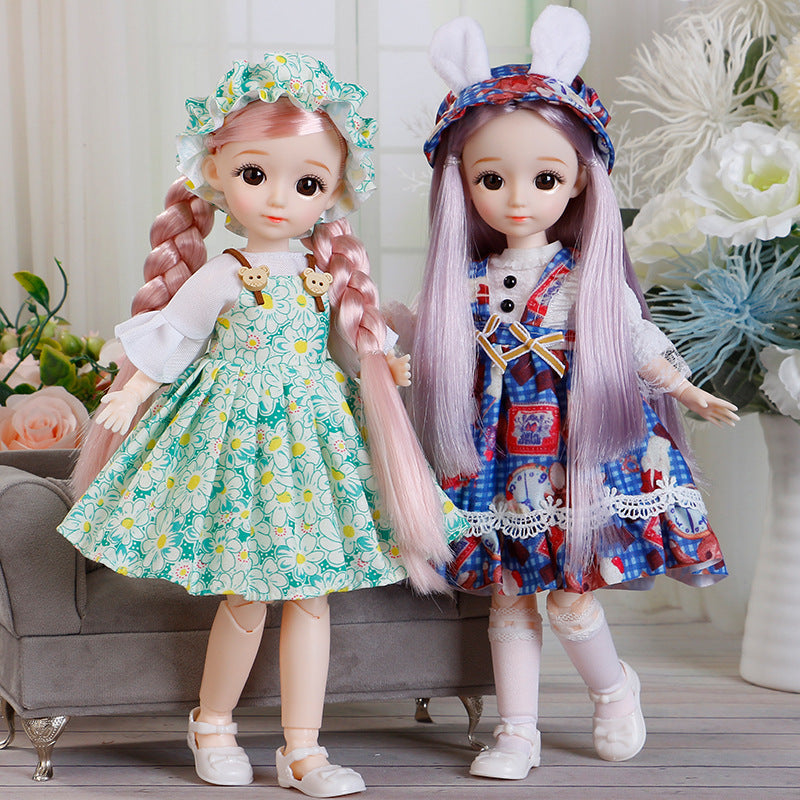 BJD Doll and Clothes Multiple Removable Joints 30cm 1/6 3D Eyes Doll Girl  Dress Up Birthday Gift Toy