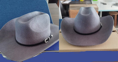 202308-hh2076b  chic ins winter wool felt pu belt  Britain Classic Stetson fedoras cap  men women leisure panama jazz hat