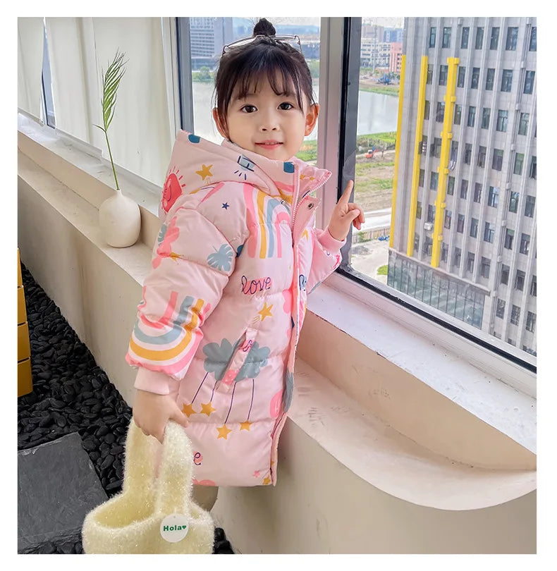 New Girls Boys Down Jacket Winter Coats Children Clothes Hooded Windbreaker Coat For Kids 2-7 Years Cotton Warm Outerwear