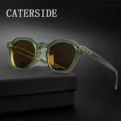 CATERSIDE Retro Polarized Sunglasses Men Ultralight TR90 Frame Polygon Women Sun Glasses Outdoor High Quality Travel  Eyewear