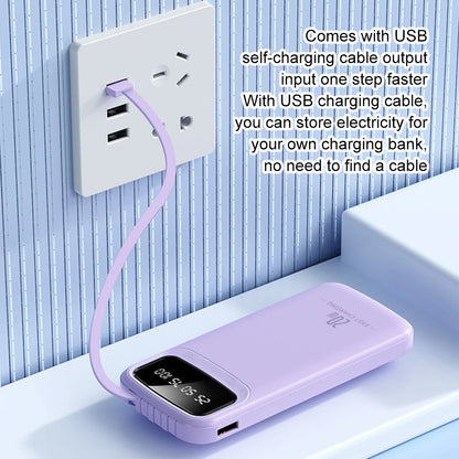 Mini Mobile Power Bank With Built-in Cable LED Display Over-current Can Charge Up To 4 black 2W milliampere