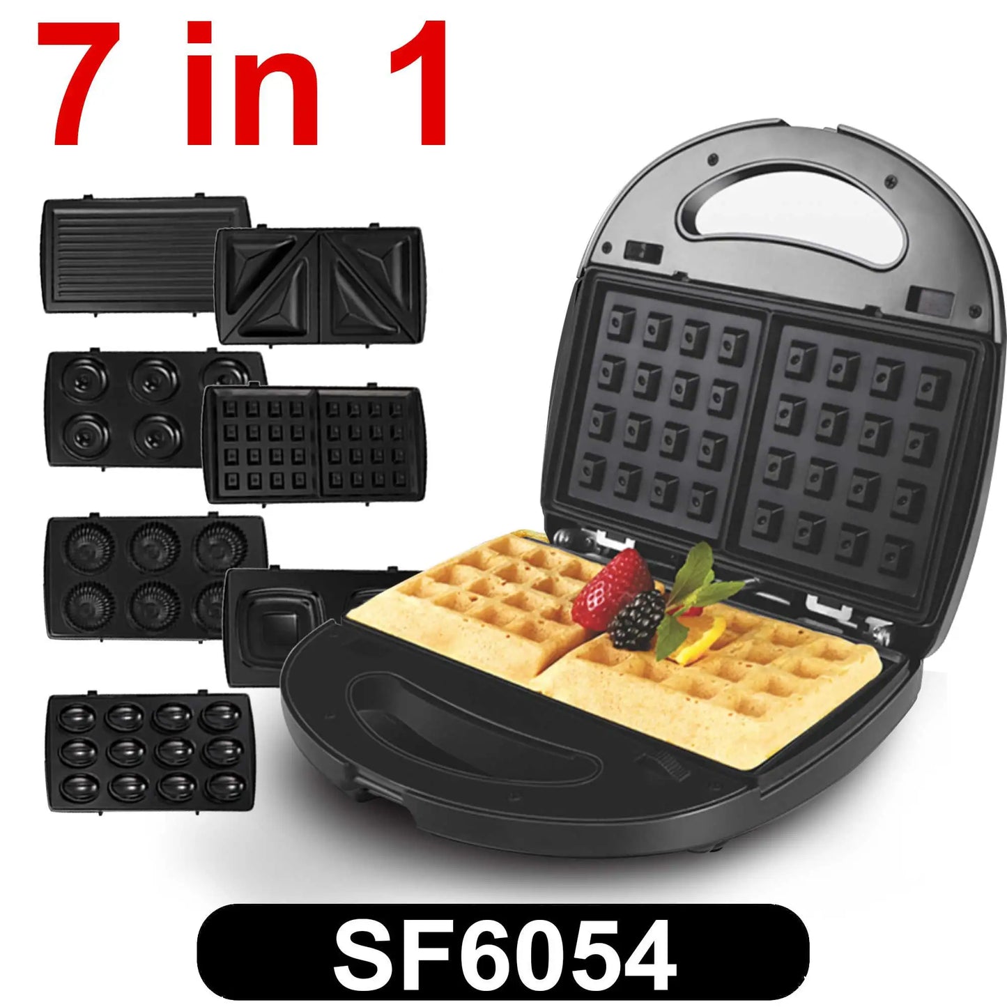 Electric Waffle Maker 7 In 1 Grill Sandwich Cake Donut Walnut Panini Plate Cooking Kitchen Appliances Toaster Breakfast Machine