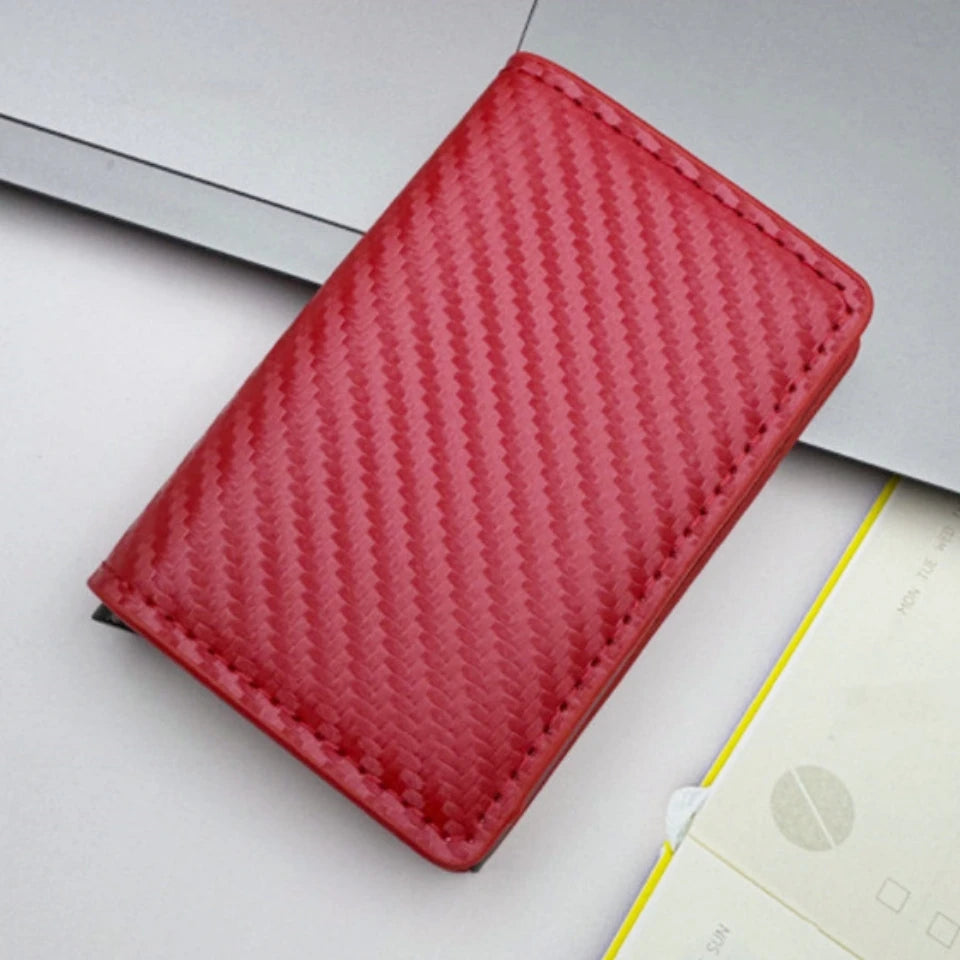 Carbon Fiber Credit Card Holder Wallet Men Rfid Smart Meral Thin Slim Pop Up Minimalist Wallet Small Black Purse Metal Wallet