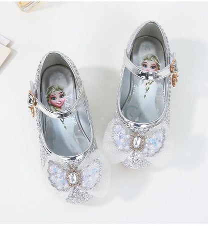 Disney Girls' Princess Sandals Children's Shoes Frozen Elsa Children's Shoes Girls Fashion Baby Pink Blue High Heel Shoes Size