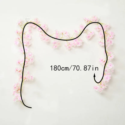 180CM Artificial Sakura Flowers Vine Wedding Garden Rose Arch Home Party Decoration Christmas Bridal Fake Silk Scrapbook Plants