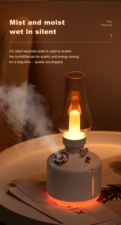 New Candlelight Retro Lamp Air Humidifier Wireless Aroma Diffuser Rechargeable Essential Oil 7 Color Lights Cool Mist for Home