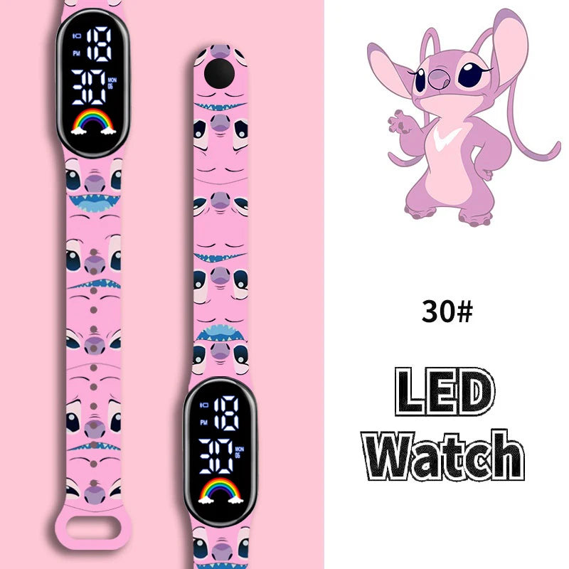 Disney Cartoon Stitch Children Watches Girls Fashion Bracelet LED Women Watch Kids Electronic Digital Waterproof Clock