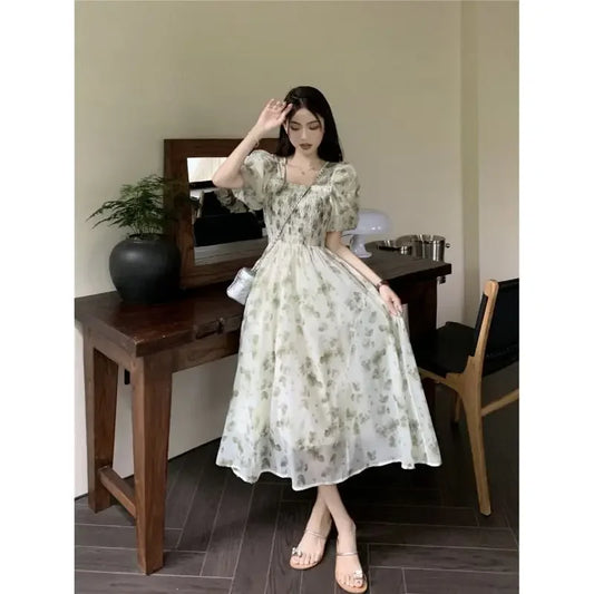 2024 Summer New Women's Student White Pile Up Skirt Umbrella Skirt High Waist Medium Length A- Line Skirt Long Dress