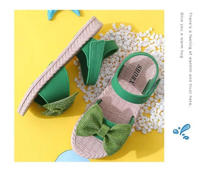 Girls Sandals 2024 Summer Princess Children Sandals Bow Tie Girl Shoes Fashion Casual Non Slip Kids Beach Shoes