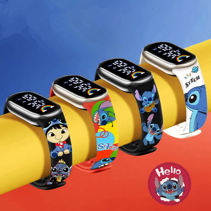 Disney Cartoon Stitch Children Watches Girls Fashion Bracelet LED Women Watch Kids Electronic Digital Waterproof Clock