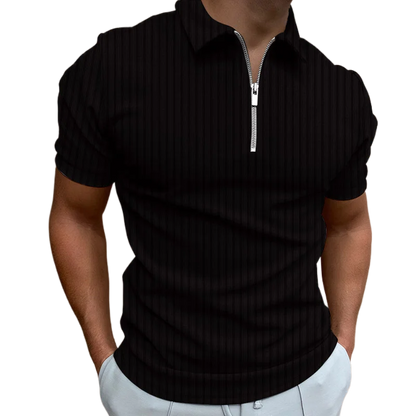 Men's Fashion Polo Shirts 2023 Summer Stripe Zipper Mens Polo Shirt Solid T-Shirt Brand Short-Sleeved Shirt Casual Slim Tops