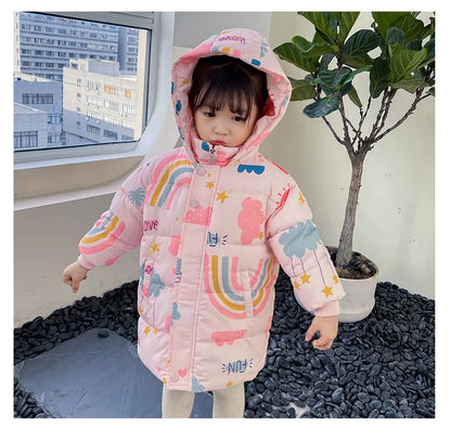 New Girls Boys Down Jacket Winter Coats Children Clothes Hooded Windbreaker Coat For Kids 2-7 Years Cotton Warm Outerwear