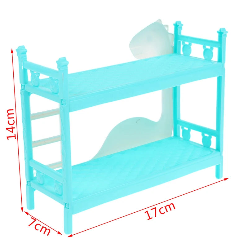 Doll Children Play House For Barbie Doll Accessories Simulation European Furniture Princess Double Bed With Stairs Toys