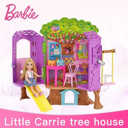 100% Original Mini Barbie Chelsea Doll Tree House with Accessories Kids Dolls Girls Barbies Children Toys Doll House for Girls