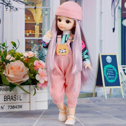 BJD Doll and Clothes Multiple Removable Joints 30cm 1/6 3D Eyes Doll Girl  Dress Up Birthday Gift Toy