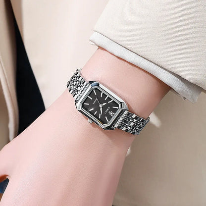 2025 Hot Brand Stainless Steel Strap Watch Women Luxury Gift Quartz Wristwatch Student Fashion Simple Square Quartz Watches