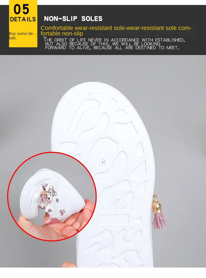 Sanrio Girls's Fashion Sneakers Kid's Anti-skid Casual Shoes Cartoon Anime Kuromi Thick Soles Shoes Children's Board Shoes