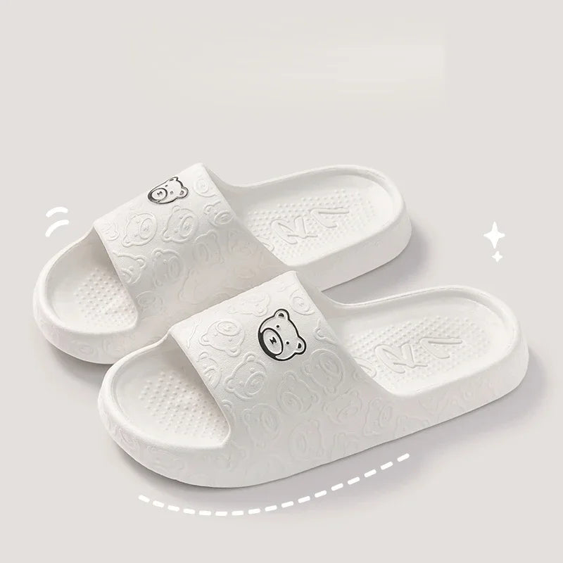 New Fashion Summer Couple Cosy Flat Slides Lithe Thin Soft Sole Sandals For Women Men Slippers Gent Shoes Home Indoor Flip Flops