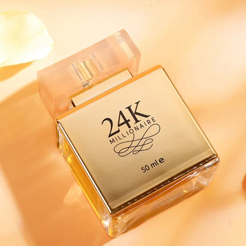 24k Gold Women Fashion Perfume 50ml Luxury Brand Long-lasting Flowery Fruity Fragrance 24k Millionaire Eau De Toilette Lady Mist