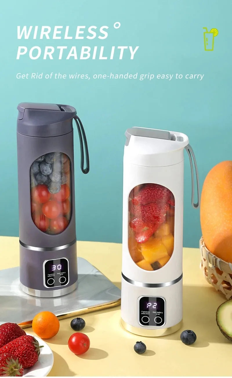 Portable Fruit Juicer 450ml Capacity 8 Blades 3 Gears USB Rechargeable Blender Ice Crusher for Shakes and Smoothies Juicer Cup