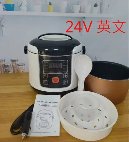 2L Electric Mini Rice Cooker MultiCooker Portable Car Rice Cooker 12V 24V Cooking Machine For Car and Truck