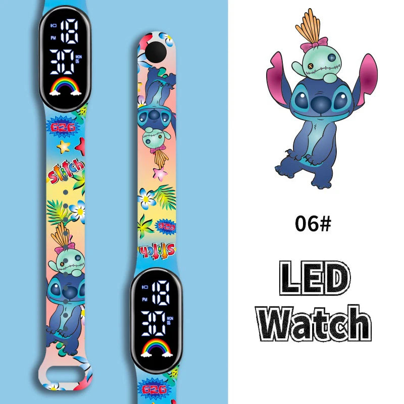 Disney Cartoon Stitch Children Watches Girls Fashion Bracelet LED Women Watch Kids Electronic Digital Waterproof Clock