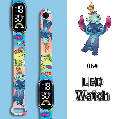 Disney Cartoon Stitch Children Watches Girls Fashion Bracelet LED Women Watch Kids Electronic Digital Waterproof Clock