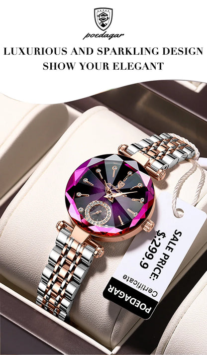 POEDAGAR Luxury Elegant Ladies Wristwatch Waterproof Stainless Steel Watch for Woman Simple Casual Dress Women's Quartz Watches