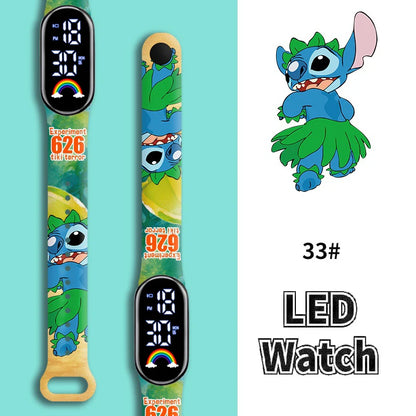 Disney Cartoon Stitch Children Watches Girls Fashion Bracelet LED Women Watch Kids Electronic Digital Waterproof Clock