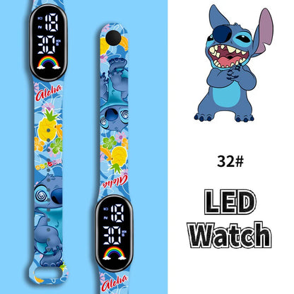 Disney Cartoon Stitch Children Watches Girls Fashion Bracelet LED Women Watch Kids Electronic Digital Waterproof Clock