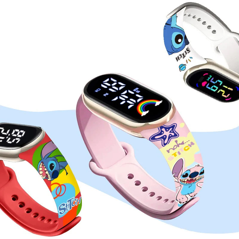 Disney Cartoon Stitch Children Watches Girls Fashion Bracelet LED Women Watch Kids Electronic Digital Waterproof Clock