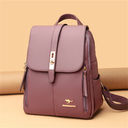 Luxury Women Leather Backpacks for Girls Sac A Dos Casual Daypack Black Vintage Backpack School Bags for Girls Mochila Rucksack