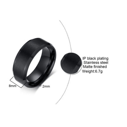 Fashion Charm Jewelry Ring for Men Women Stainless Steel Black Rings Wedding Engagement High Quality Matte Male Accessory