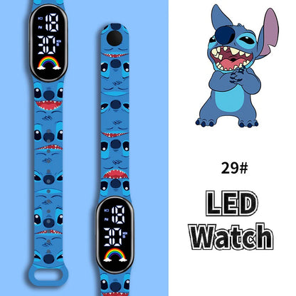 Disney Cartoon Stitch Children Watches Girls Fashion Bracelet LED Women Watch Kids Electronic Digital Waterproof Clock