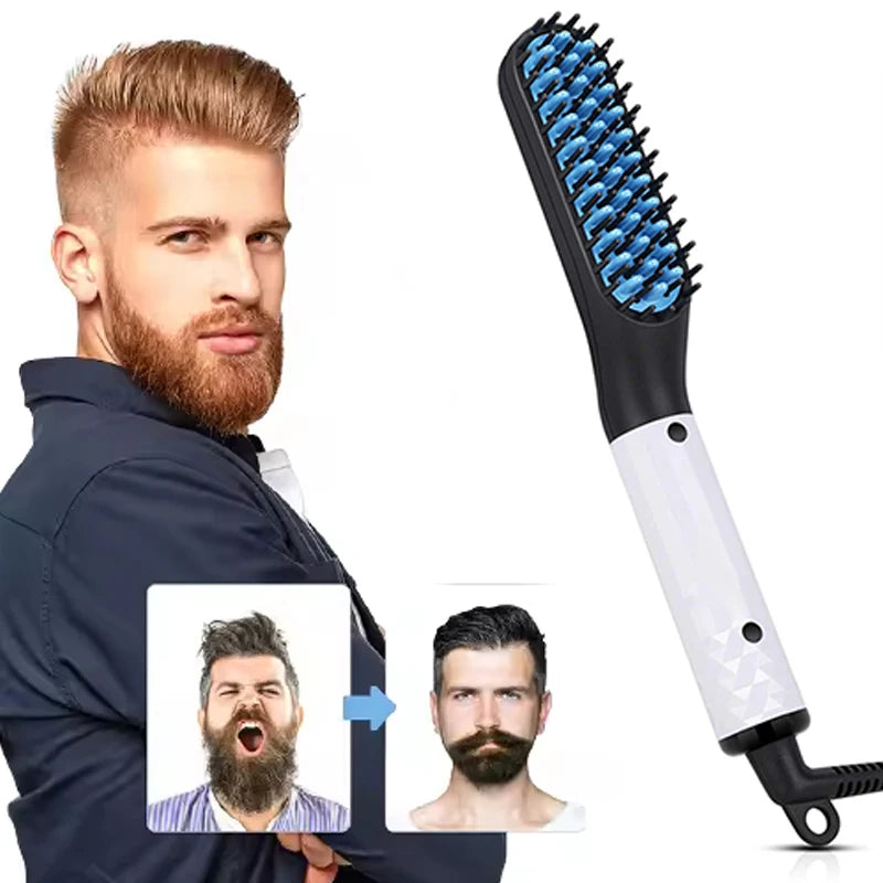 Hot Selling Multifunctional Men'S Beard Straightener Portable 2-In-1 Hair Straightener Brush Salon Men'S Styling Tool