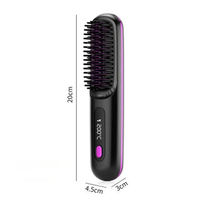 2024 New Cross-Border Liquid Crystal USB Charging Ceramic Heating Electric Comb Portable Negative Ion Straight Hair Comb