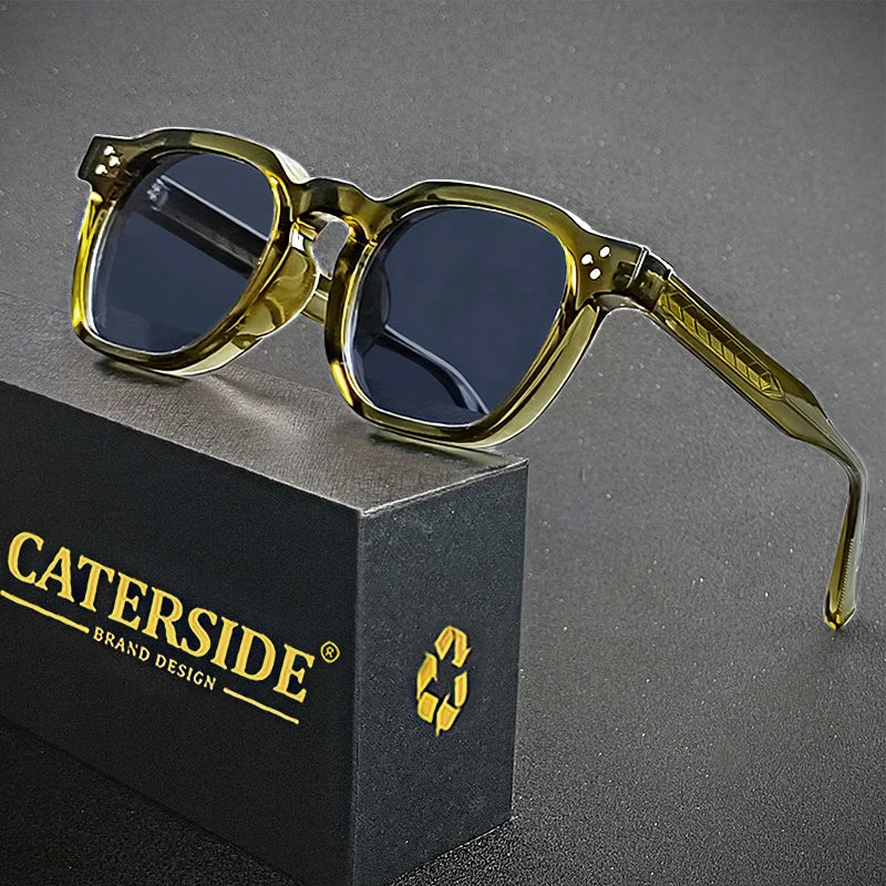 CATERSIDE Retro Punk Men Sunglasses Small Frame Square Personalized Design Sun Glasses Women Travel Party Business Festival Gift